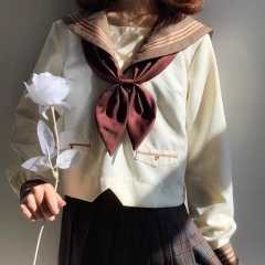 巧葉高 现货 关西襟 三本水手服 奶白