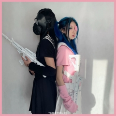 瞄准你的心脏 甜心杀手辣妹短袖袖套一体水手服短款短袖jk上衣