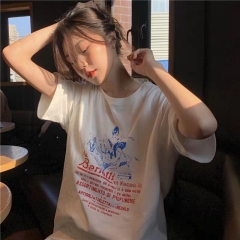 夏季韩版宽松女复古休闲风简约上衣T恤短袖潮