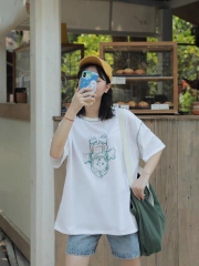 T恤女装短袖韩版宽松百搭小熊印花上衣