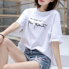 短袖女t恤学生韩版宽松大码夏季女装衣服印花体恤ins上衣