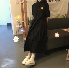 法式初恋长裙桔梗裙可盐可甜气质淑女 黑 均码