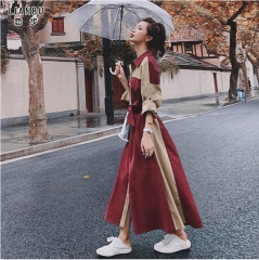长袖连衣裙高腰显瘦气质白领