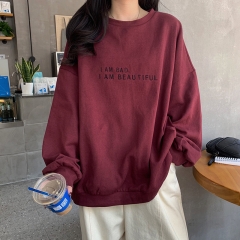 2020新款秋季韩版港风简约字母学生上衣宽松薄款长袖卫衣女装外贸