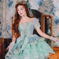 公主预备役 人鱼公主OP 古典玩偶 lolita日常连衣裙 定金预约 浅绿 S
