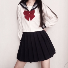 正统原创软妹白黑三本JK制服裙基础款水手服不良学院风套装正版女 短袖衬衫+领结 X