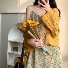 裙子2021春装新款打底法式吊带裙小个子气质内搭碎花连衣裙女夏季