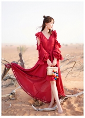 西藏丽江茶卡旅游衣服女云南民族风连衣裙穿搭西域异域风情春夏