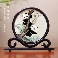工艺摆件熊猫非遗礼品蜀绣如意摆件